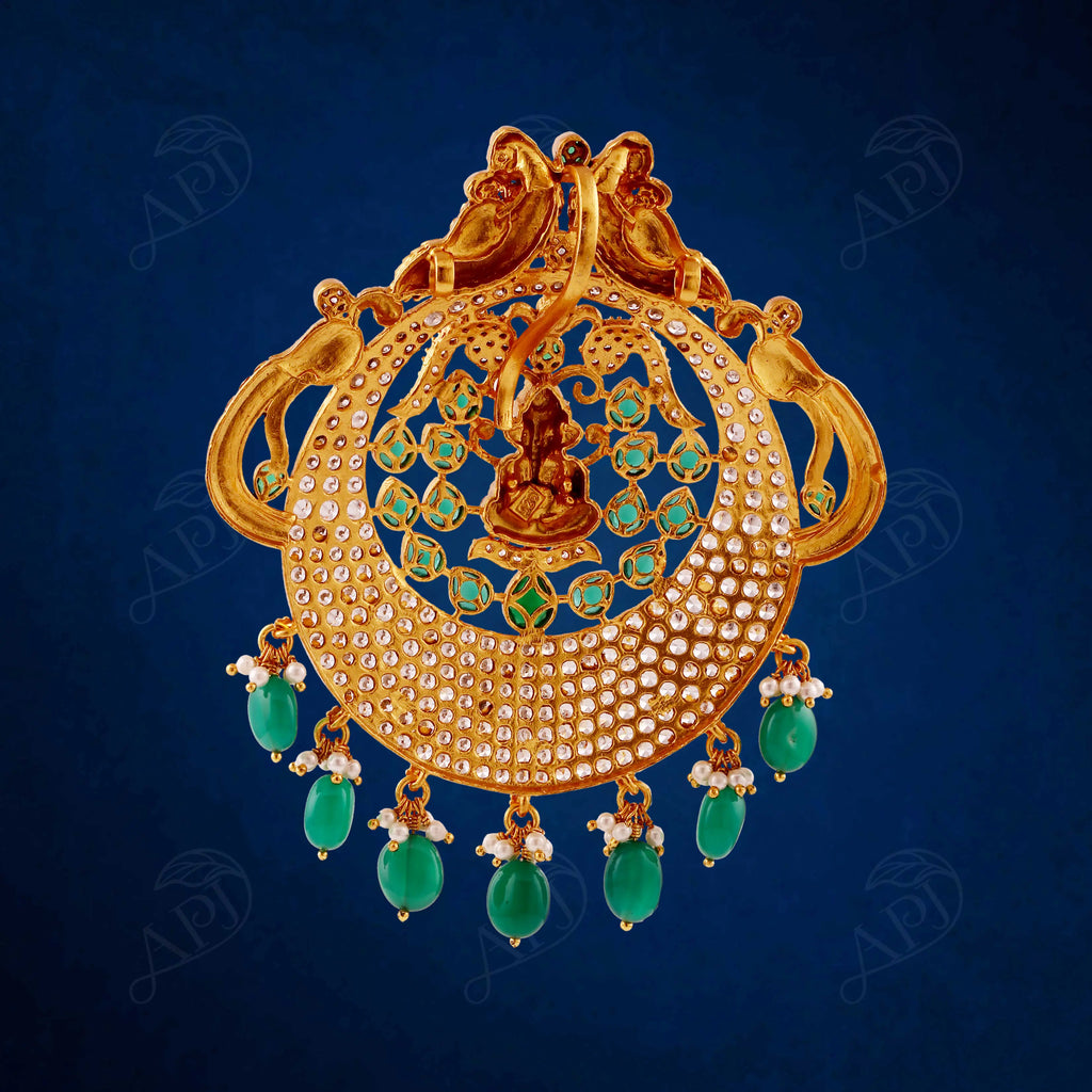 Antique Gold Ganesha Peacock Pendant